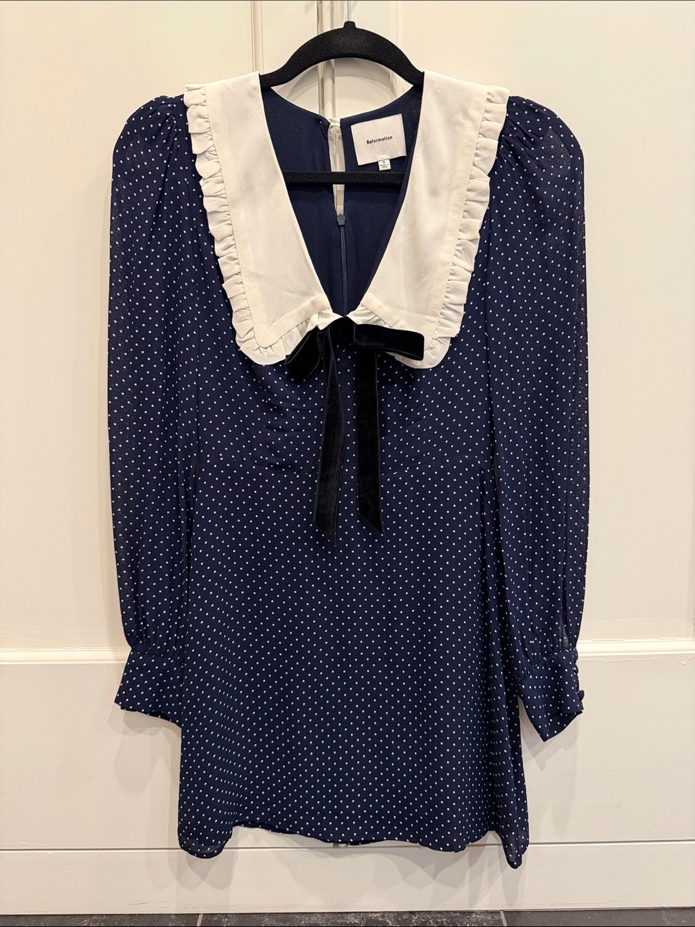 Reformation Navy and White Edalene Dress size 0